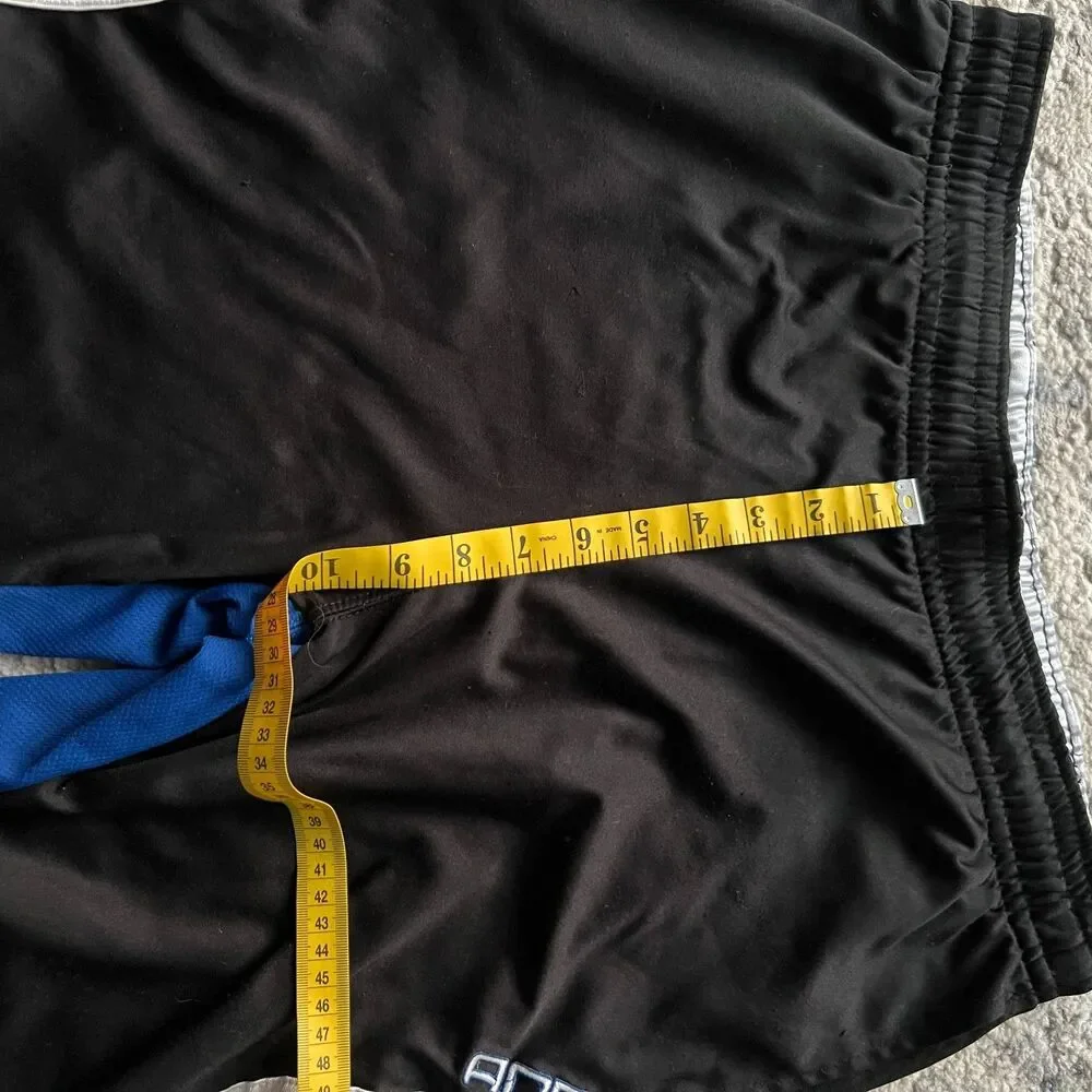 AND1 Basketball Shorts Mens Small Black Blue Athletic Mesh Gym Shorts READ Flaw